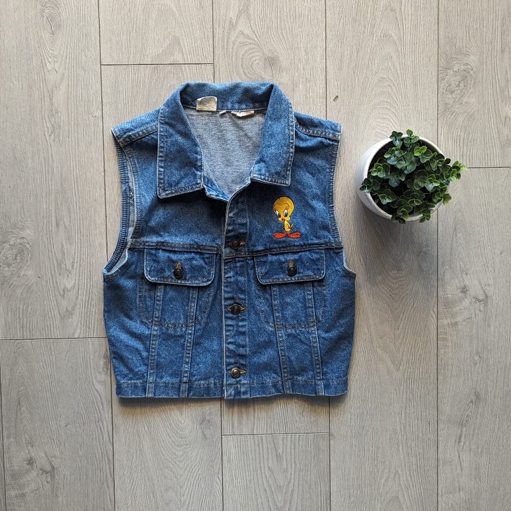 TWEETY BIRD VINTAGE LOONEY TUNES DENIM VEST